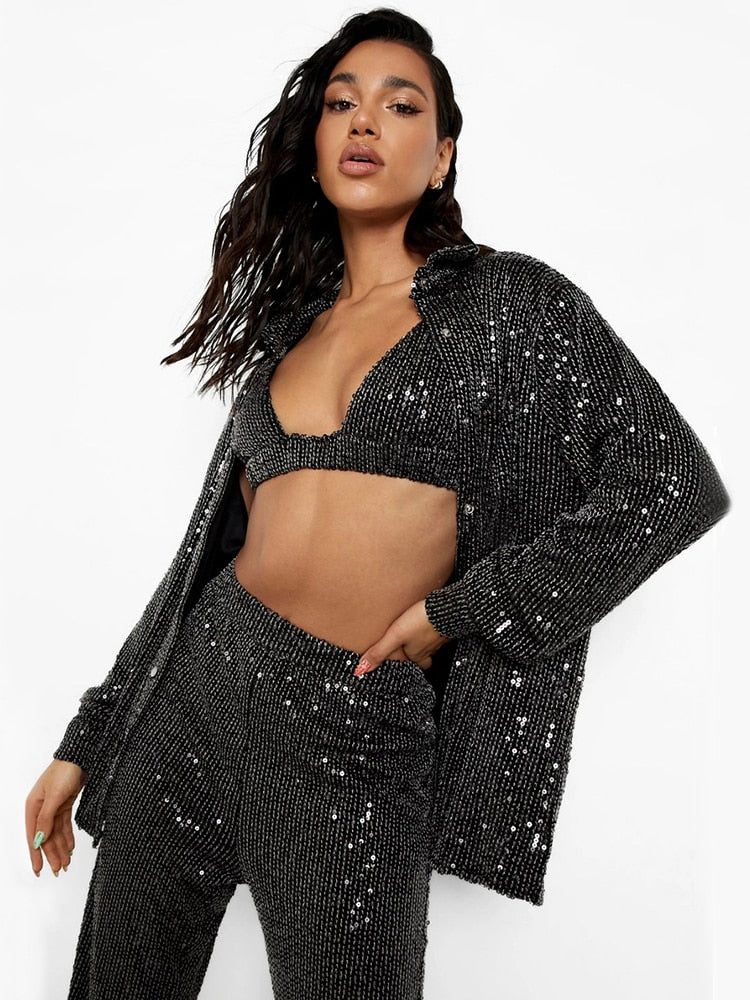 Presley Sequin Two Piece Pant Set