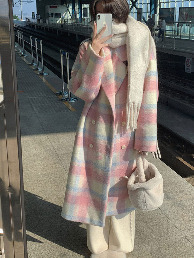 Jelly Roll Rainbow Plaid Wool Coat