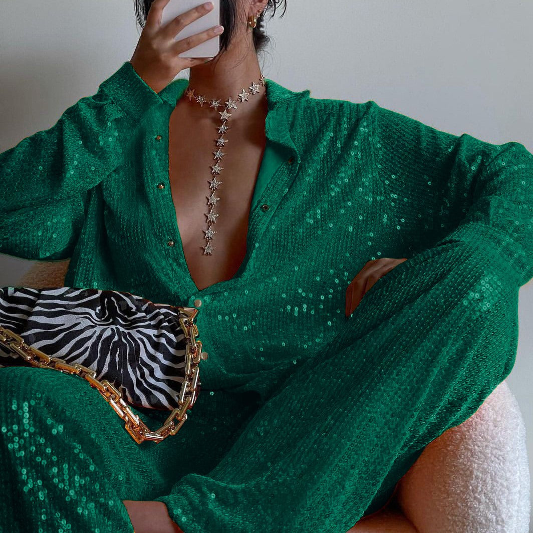 Presley Sequin Two Piece Pant Set