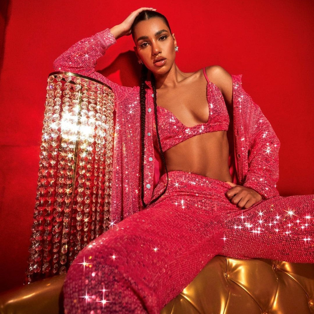 Presley Sequin Two Piece Pant Set