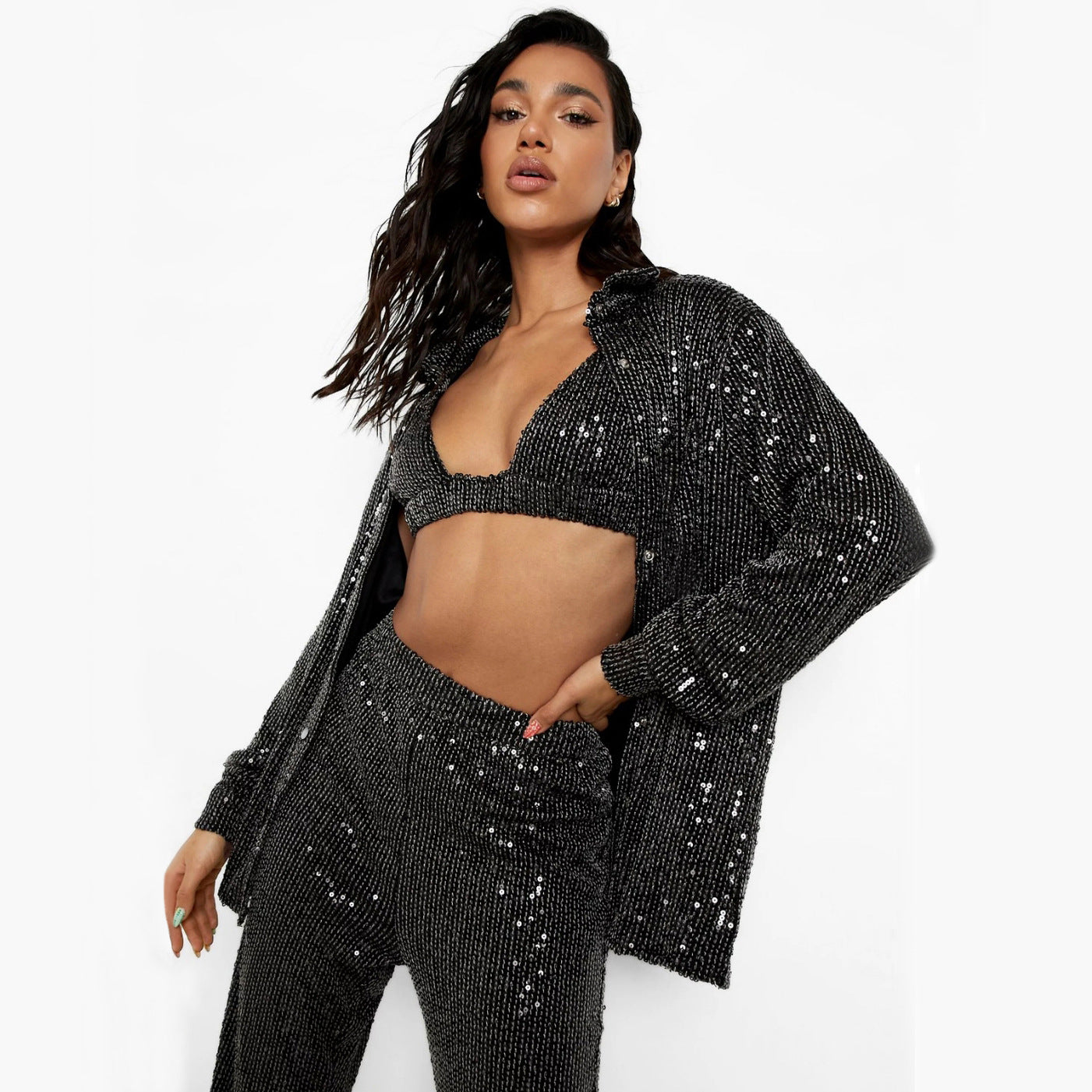 Presley Sequin Two Piece Pant Set