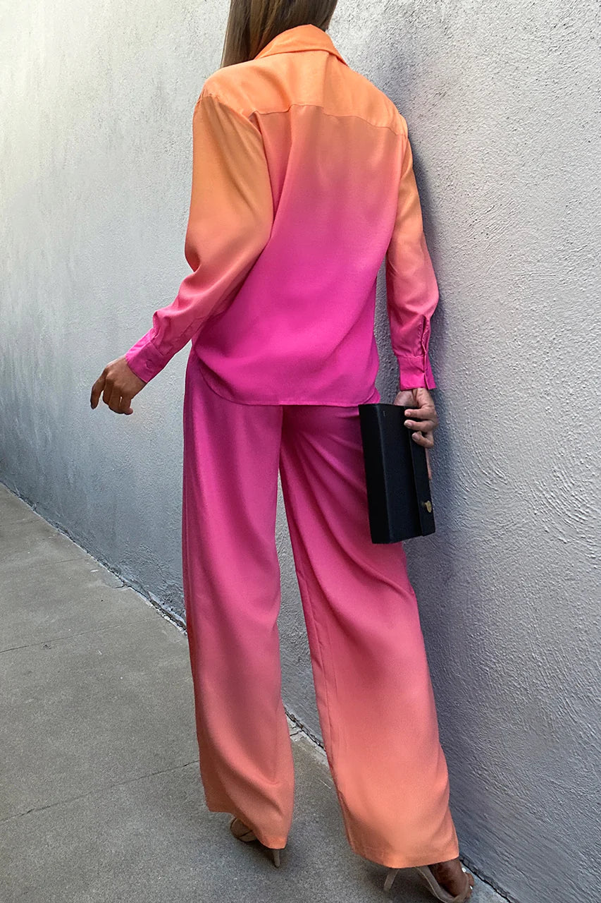 The Megan Ombre Satin 2 Piece Suit Set 💜