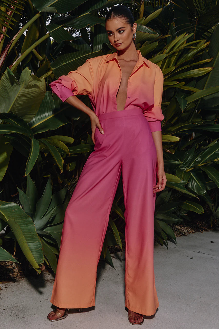 The Megan Ombre Satin 2 Piece Suit Set 💜