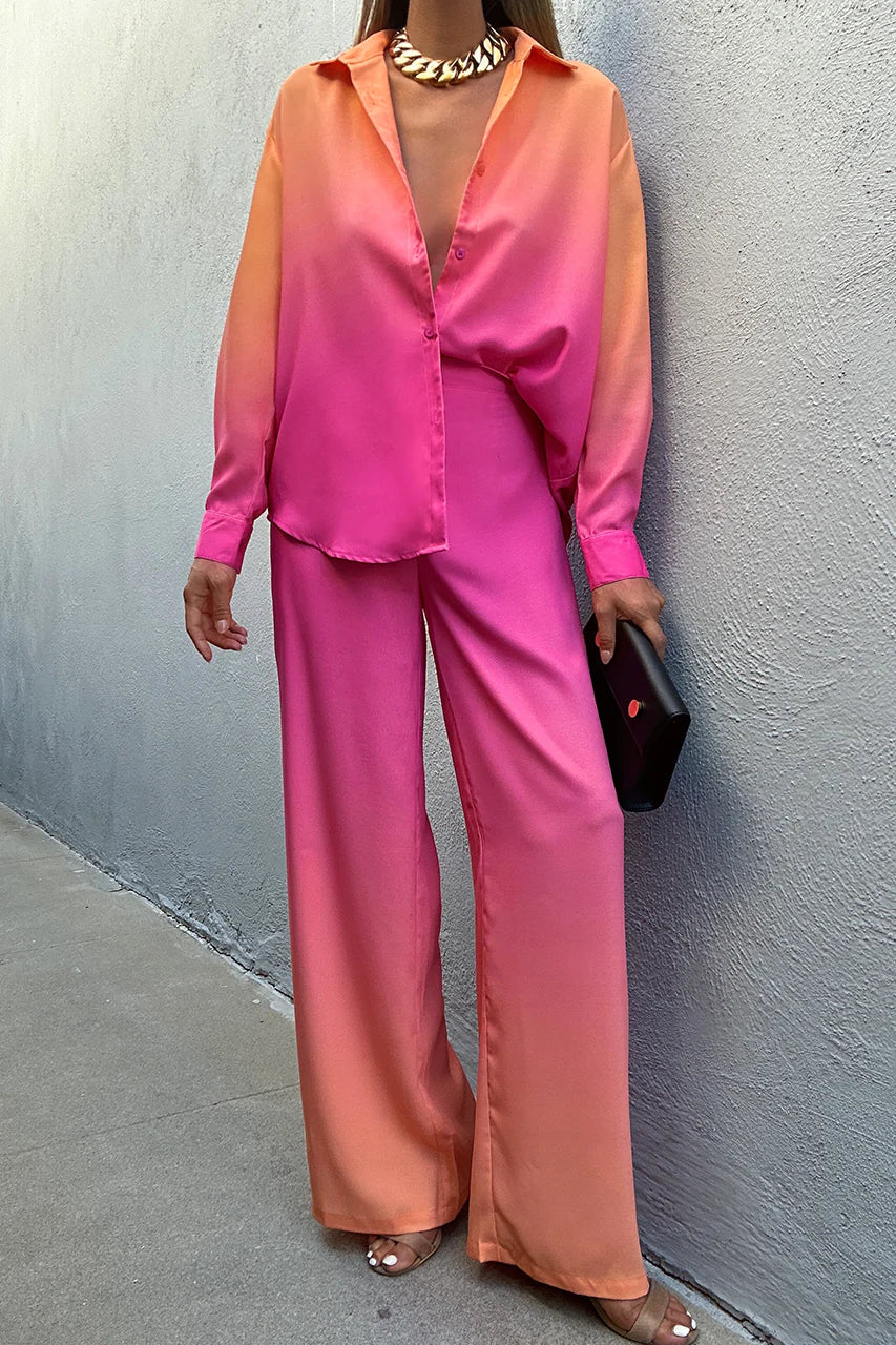 The Megan Ombre Satin 2 Piece Suit Set 💜