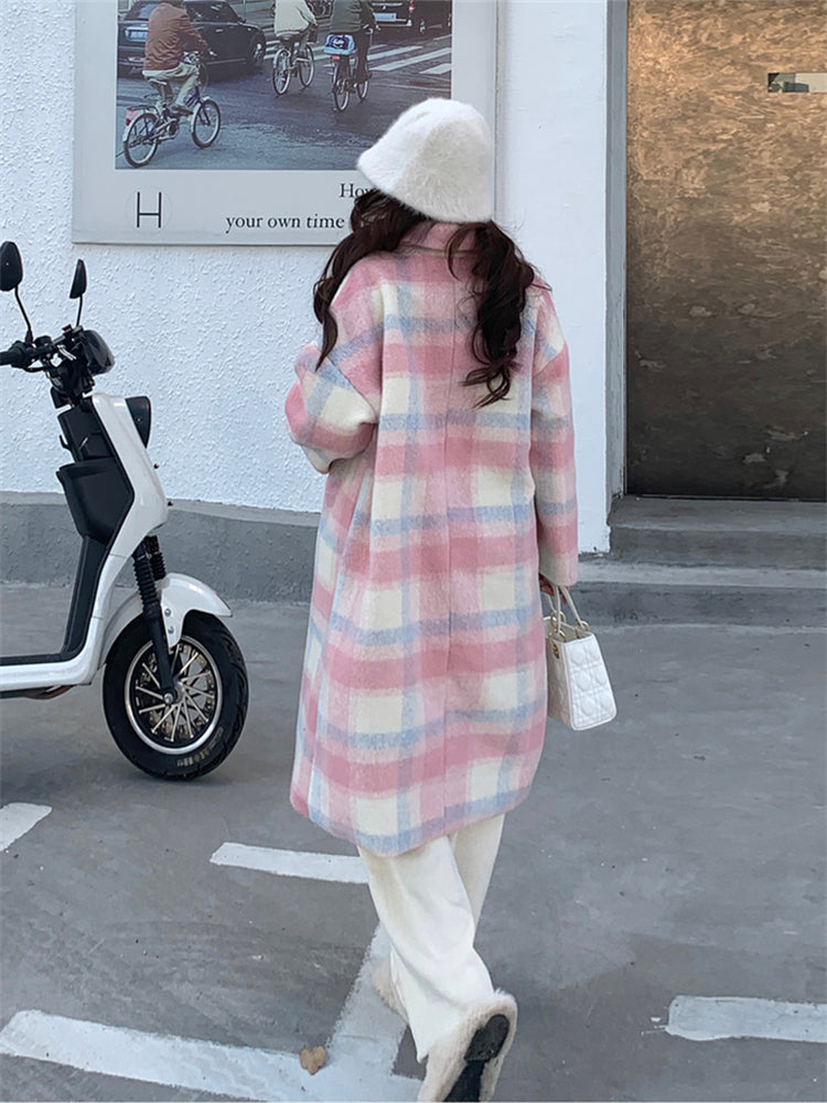 Jelly Roll Rainbow Plaid Wool Coat