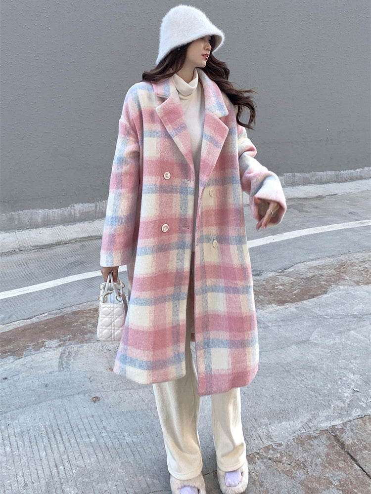 Jelly Roll Rainbow Plaid Wool Coat