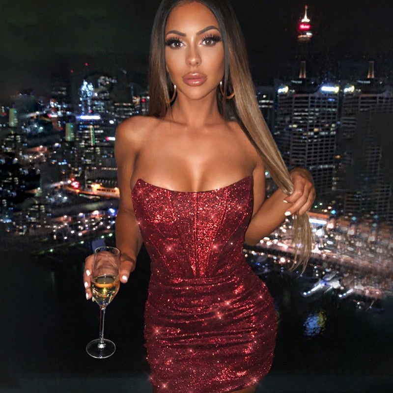 The Sub Club Bodycon Glitter Mini Dress π