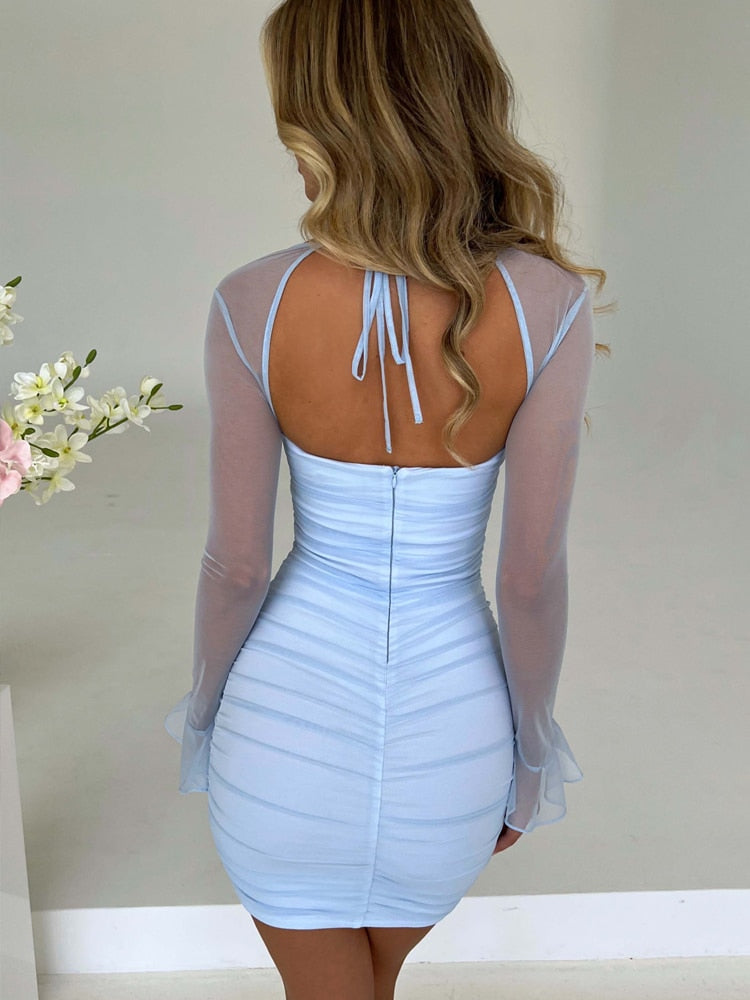 Bay Dreams Halter Mesh Bodycon Dress