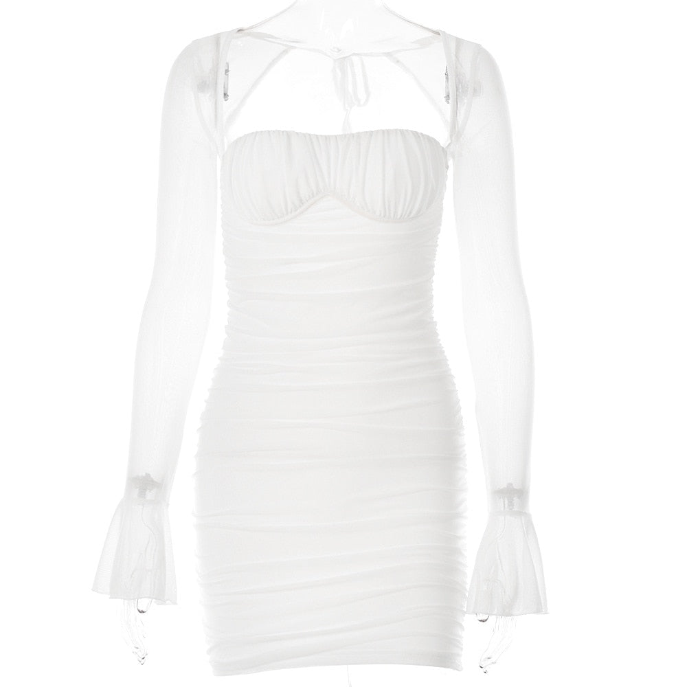 Bay Dreams Halter Mesh Bodycon Dress