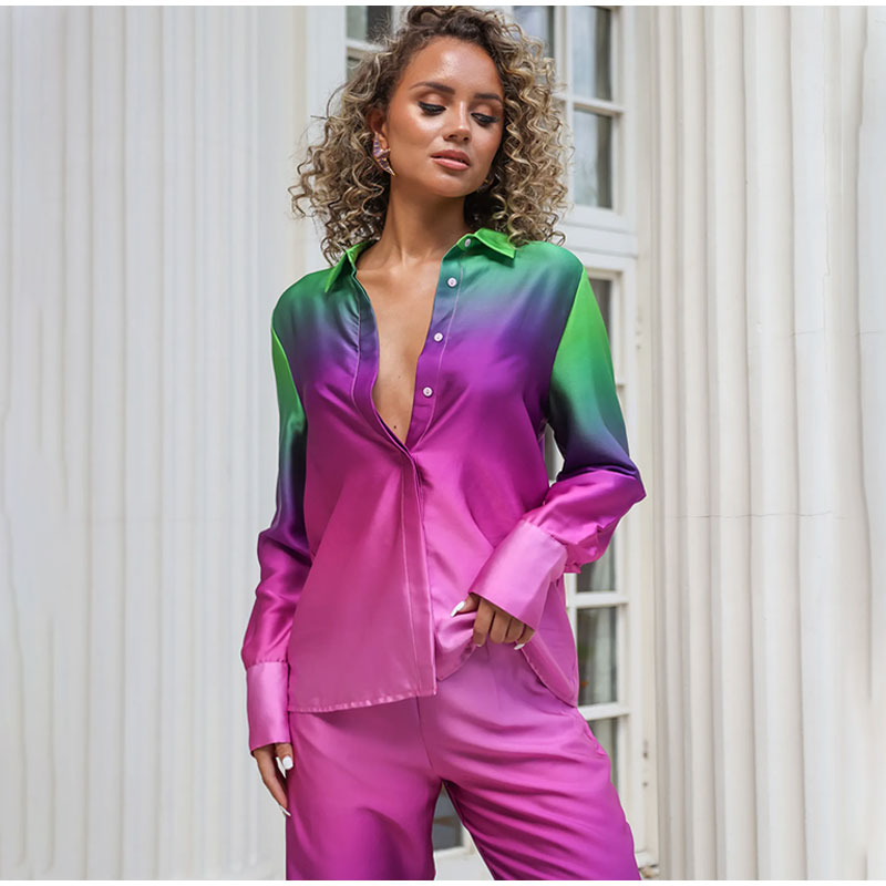 The Megan Ombre Satin 2 Piece Suit Set 💜