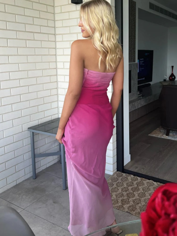 Rosie Ruched Strapless Maxi š