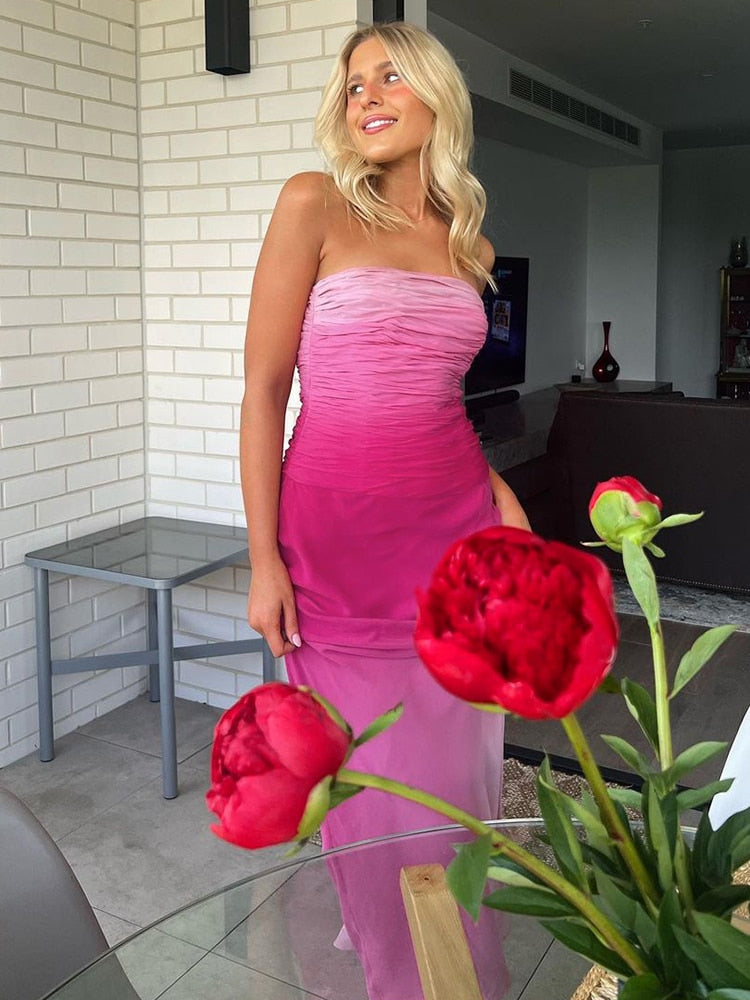 Rosie Ruched Strapless Maxi š