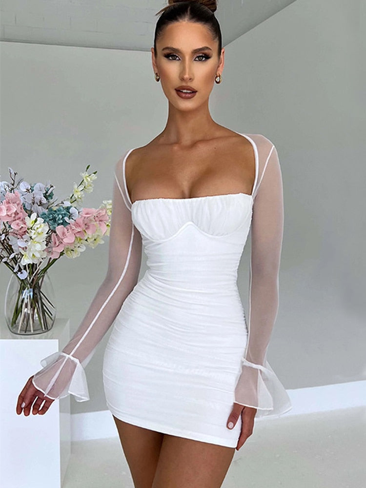 Bay Dreams Halter Mesh Bodycon Dress