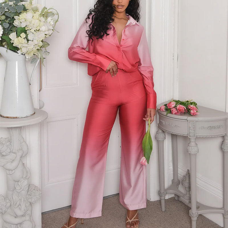 The Megan Ombre Satin 2 Piece Suit Set 💜