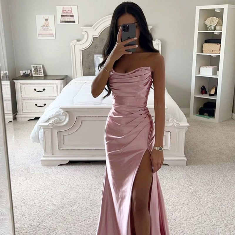 Molly Satin Split Maxi Dress