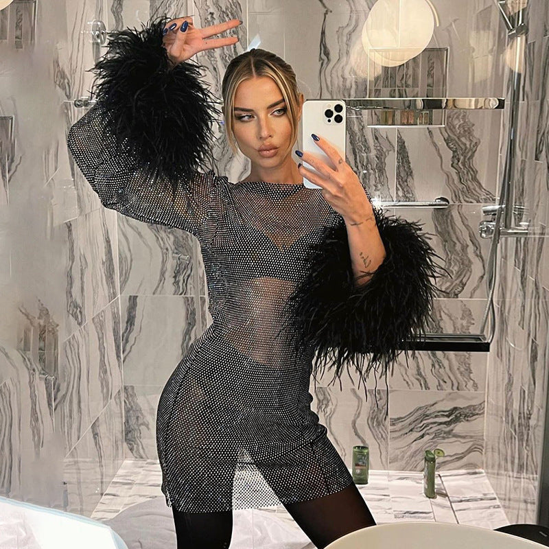 Jeffree Feather Sleeve Mini Dress 💜