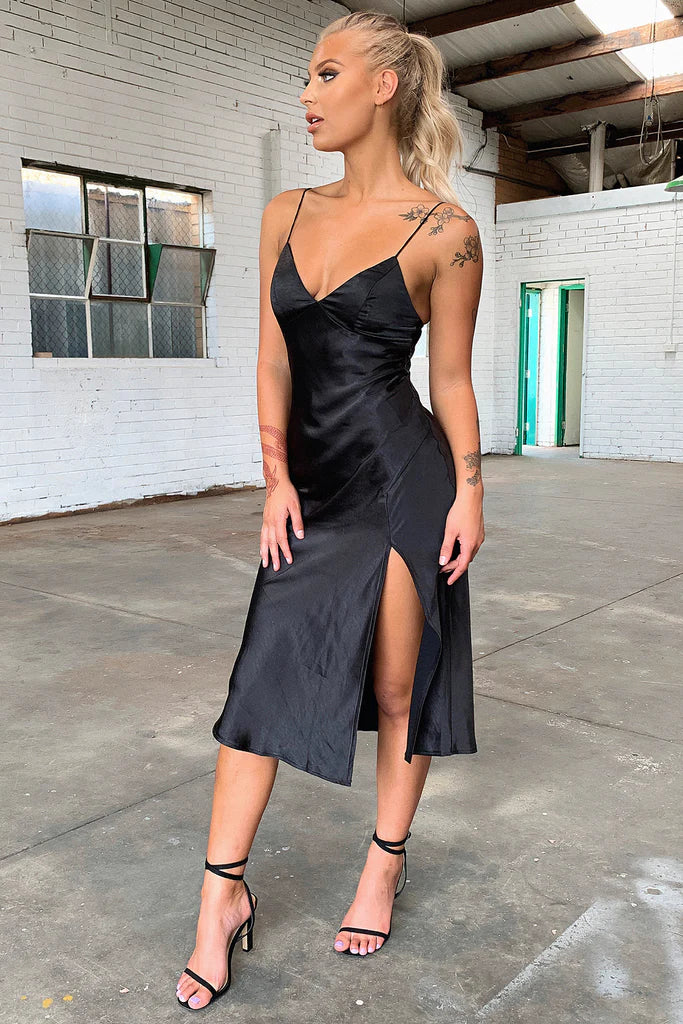 Harper Satin Midi Dress