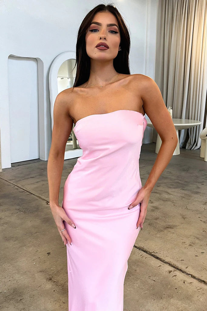 Charlie Strapless Satin Dress