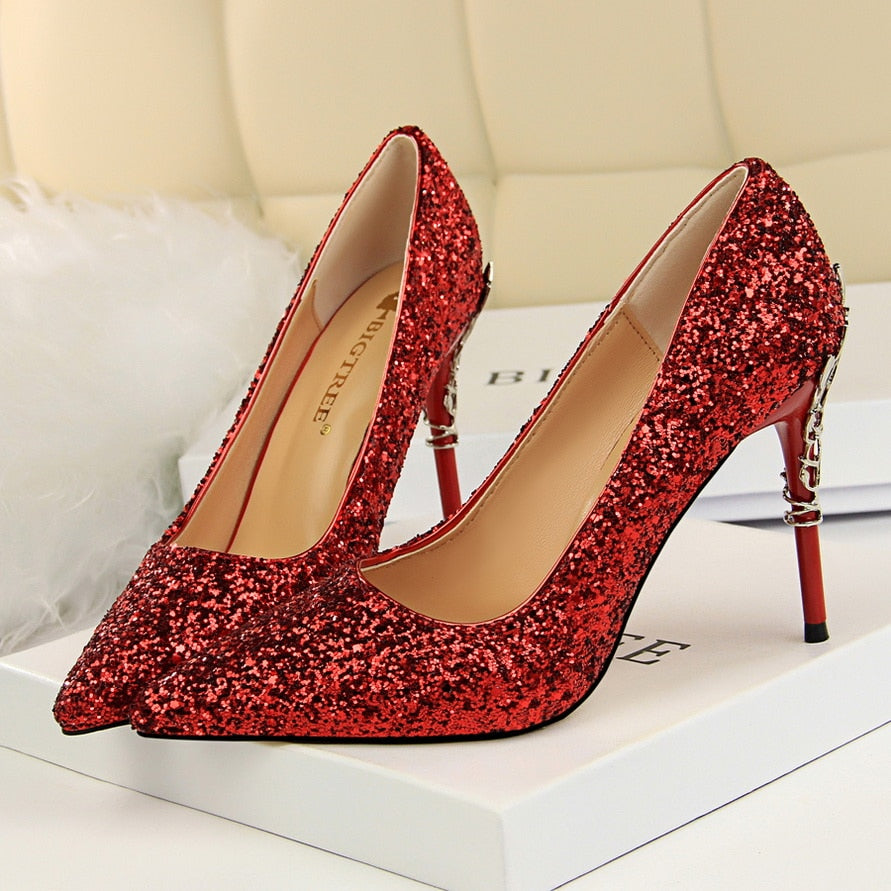 Red 2025 glitter stilettos