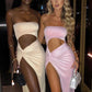 Henny Hollow Out Strapless High Split Maxi Dress
