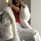 Moon White Faux Fur Coat