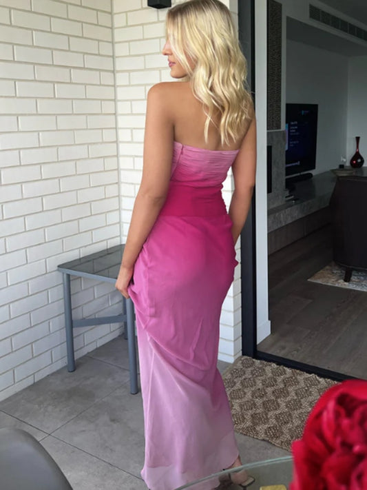 Rosie Ruched Strapless Maxi 💜