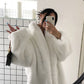 Moon White Faux Fur Coat