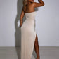 Henny Hollow Out Strapless High Split Maxi Dress
