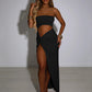 Henny Hollow Out Strapless High Split Maxi Dress